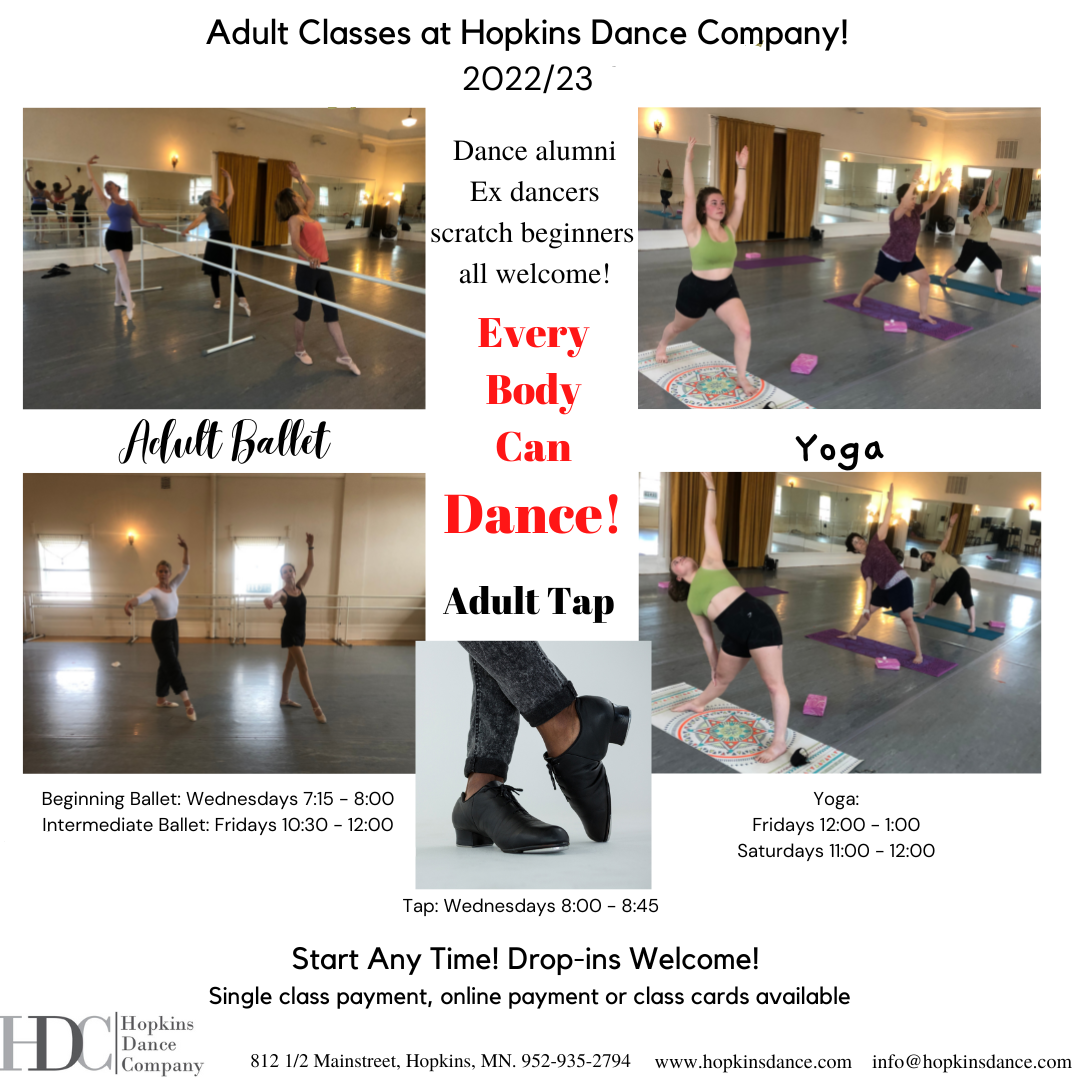 A poster for classes with images of students in dance class